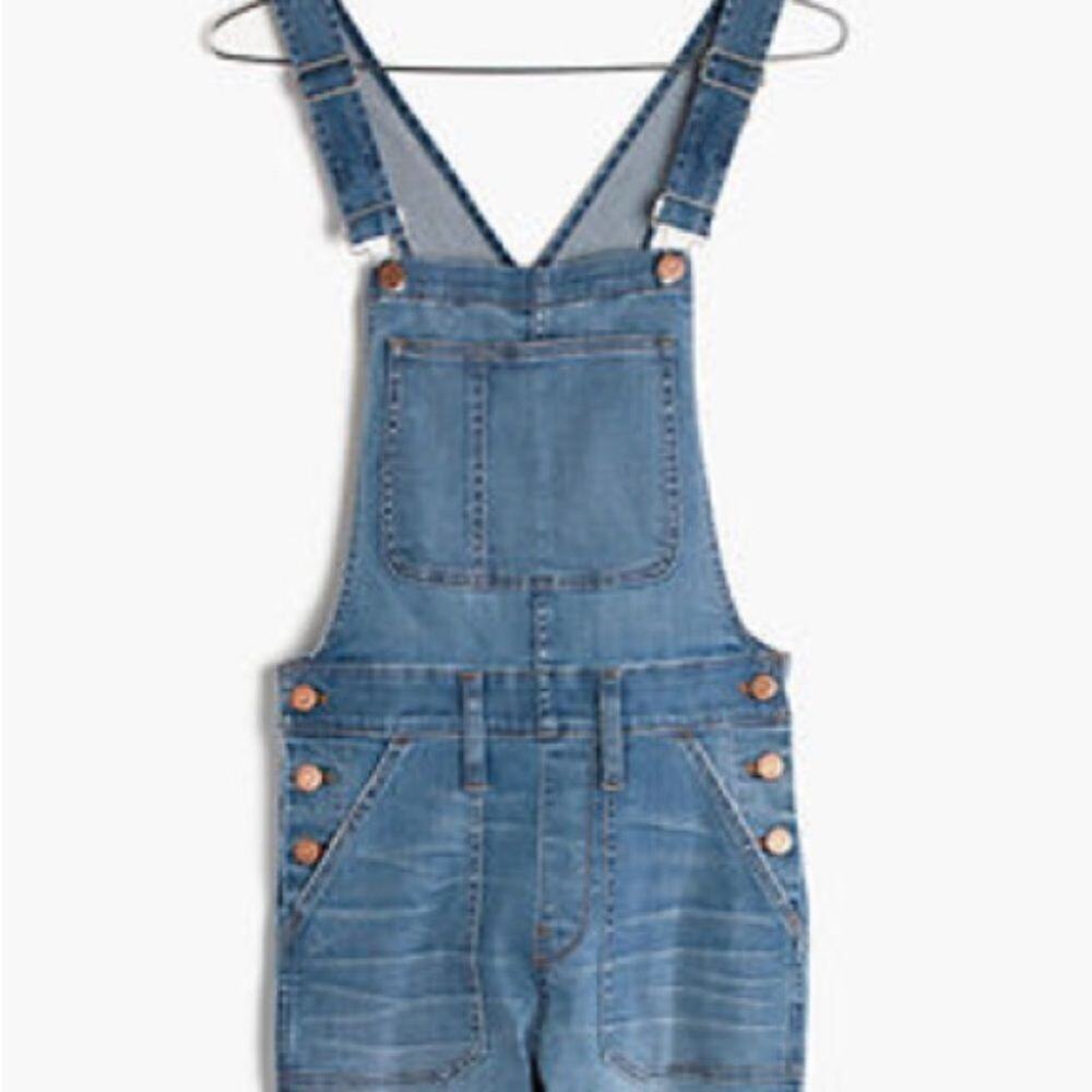 Madewell Overalls Women's Blue Skinny Crop Distressed Stretch Hewitt Wash Sz XS